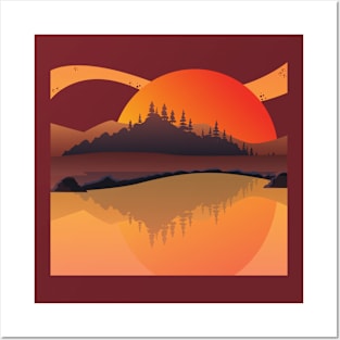 Sunset in the mountains Posters and Art